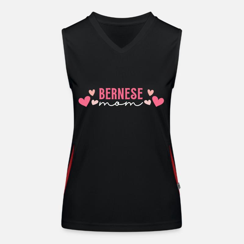 Modern Bernese Mom with Hearts Women's Functional Contrast Tank Top