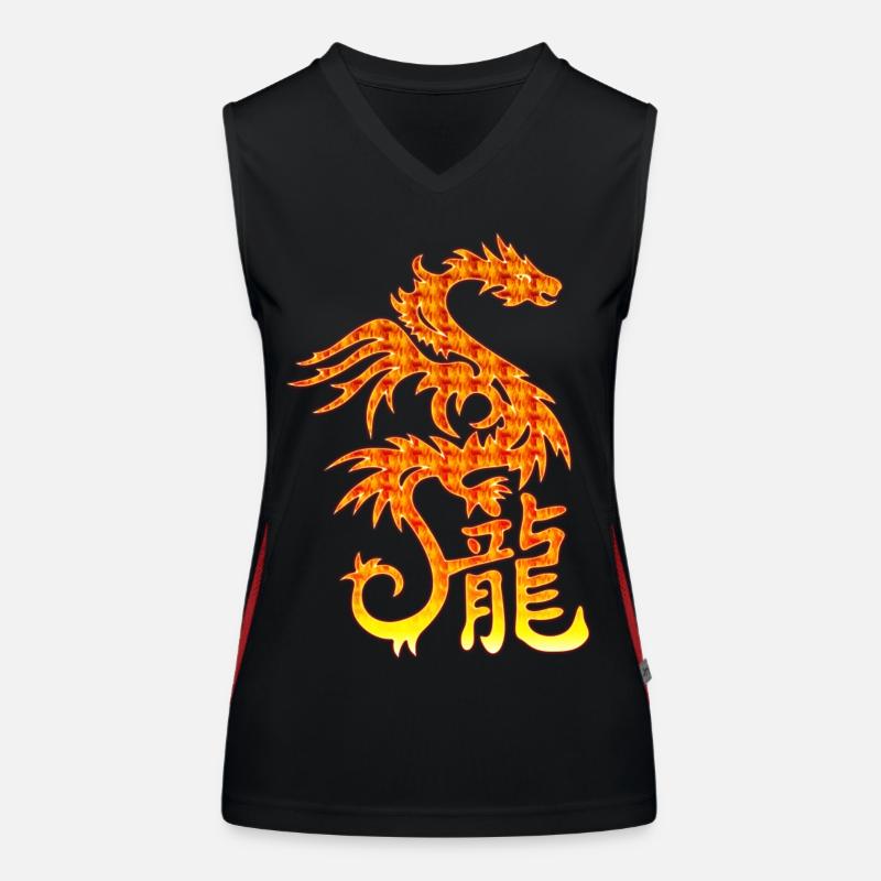 Dragon de Feu avec les caractères chinois Débardeur respirant contrasté Femme
