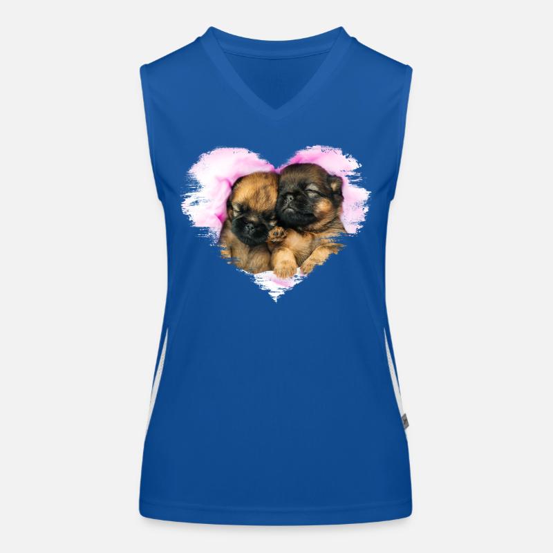 deux petits chiots mignons dans un cœur Débardeur respirant contrasté Femme