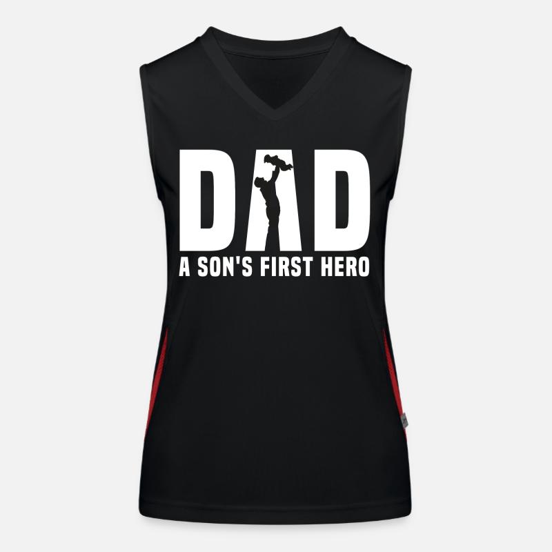 dad son hero Funktionelles Kontrast-Tank Top für Frauen