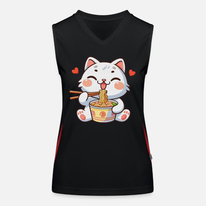 chat mignon mangeant des ramen Débardeur respirant contrasté Femme