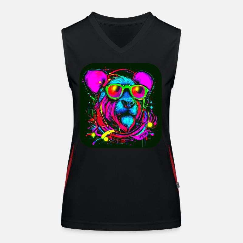 Neon Style Bär Leuchtreklame Glow Funktionelles Kontrast-Tank Top für Frauen