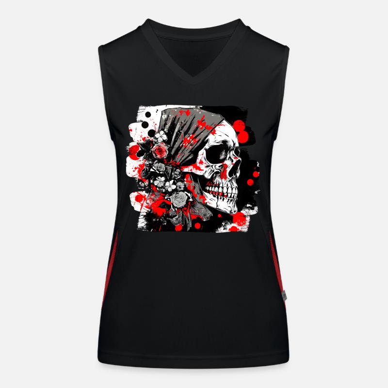 Totenschädel Splash Trash Polka Tattoo Funktionelles Kontrast-Tank Top für Frauen