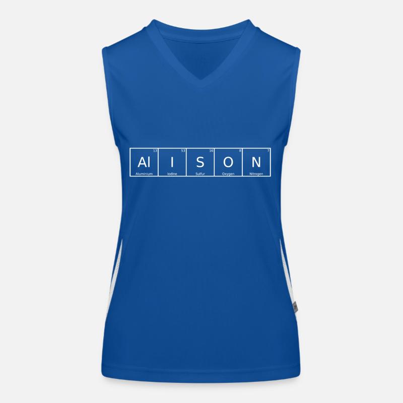 Alison Surname First Name Chemistry Periodic Table Elements Women's Functional Contrast Tank Top