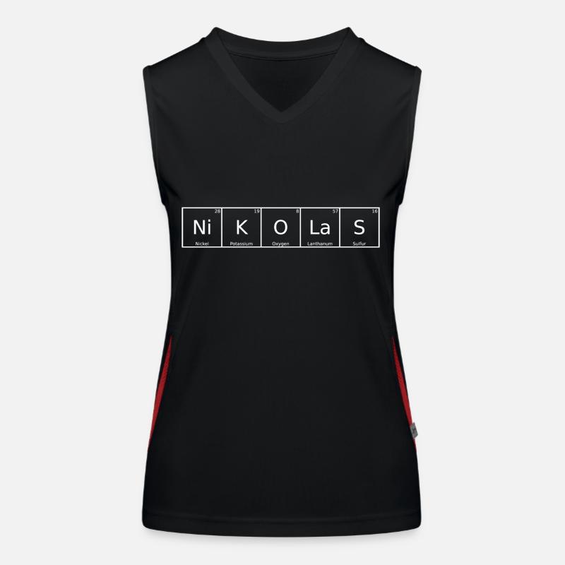 Nikolas Name Vorname Chemie Periodensystem Element Funktionelles Kontrast-Tank Top für Frauen