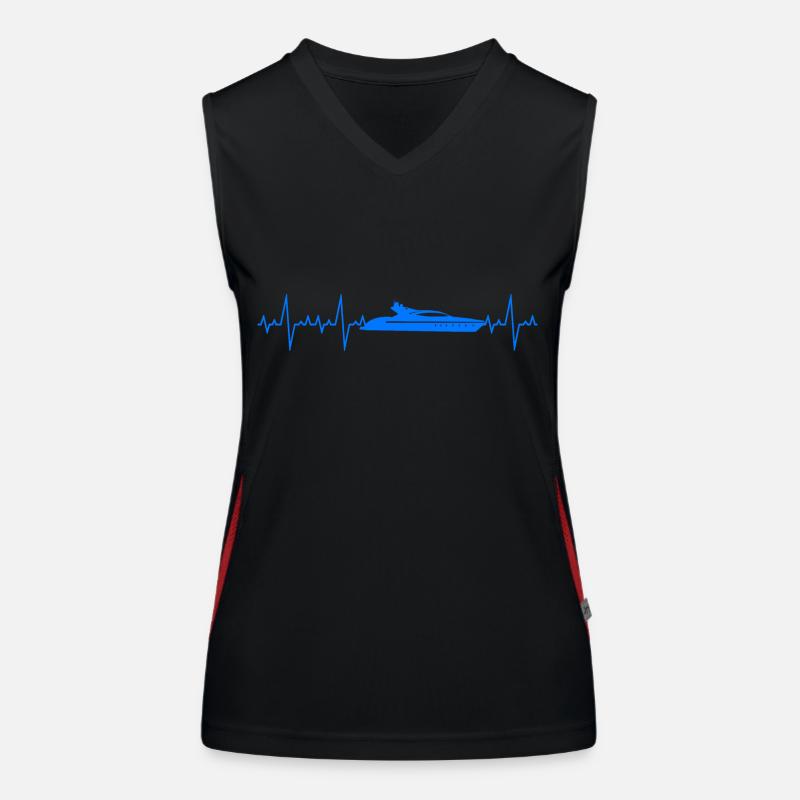 Motorboot Herzschlag Boot Yacht boat retro Funktionelles Kontrast-Tank Top für Frauen