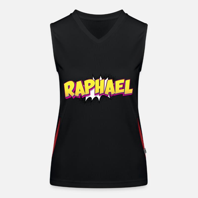 Raphael Benutzerdefinierter Name Comic-Buch-Stil Pop-Art, Funktionelles Kontrast-Tank Top für Frauen