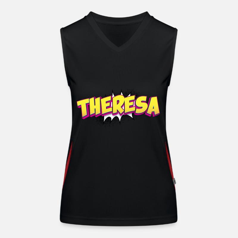 Theresa Benutzerdefinierter Name Comic-Buch-Stil Pop-Art, Funktionelles Kontrast-Tank Top für Frauen