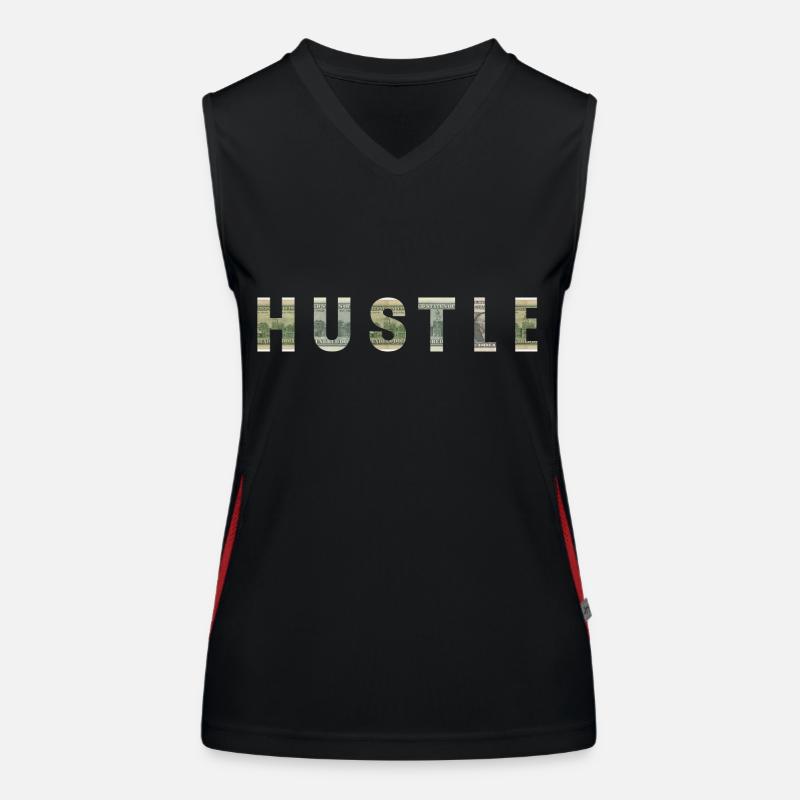 Hustle Dollar Bill Texture Motivation Inspiration Women's Functional Contrast Tank Top