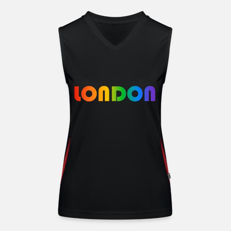 London Rainbow Text - Women's Functional Contrast Tank Top - black/red