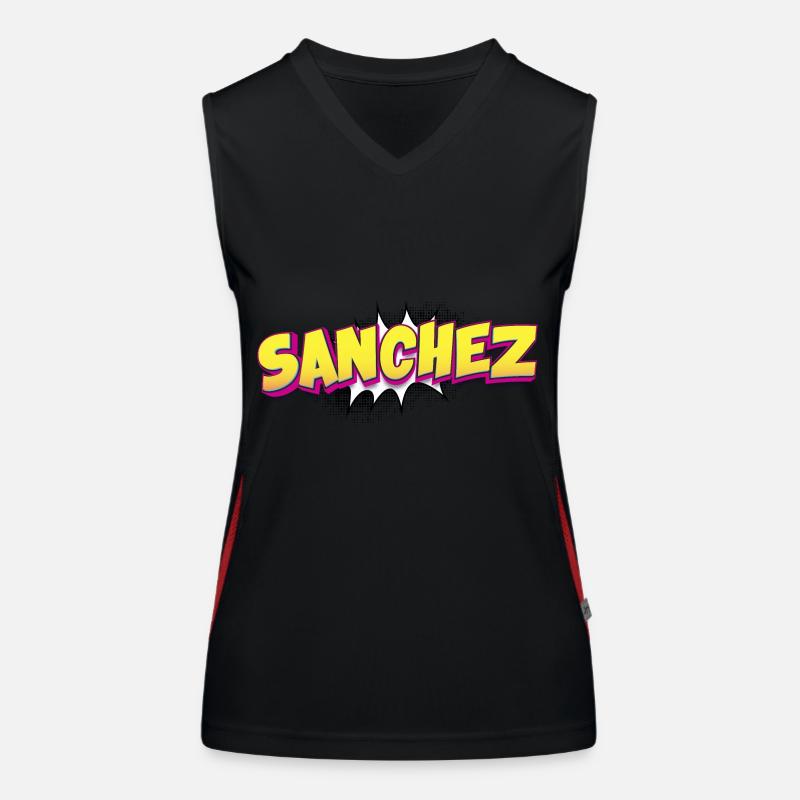 Sanchez Custom Name Comic Book Style Pop Art, Women's Functional Contrast Tank Top