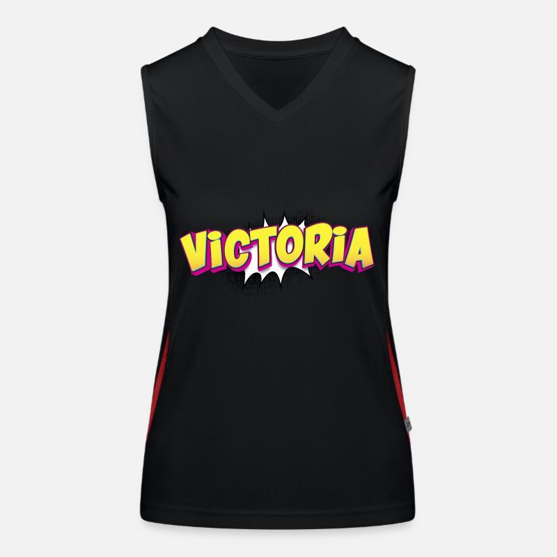 Victoria Custom Name Comic Book Style Pop Art, Funktionelles Kontrast-Tank Top für Frauen