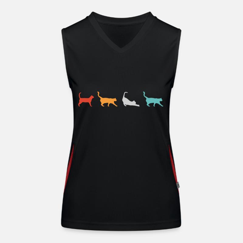 Chat Rétro Silhouette de chat Débardeur respirant contrasté Femme