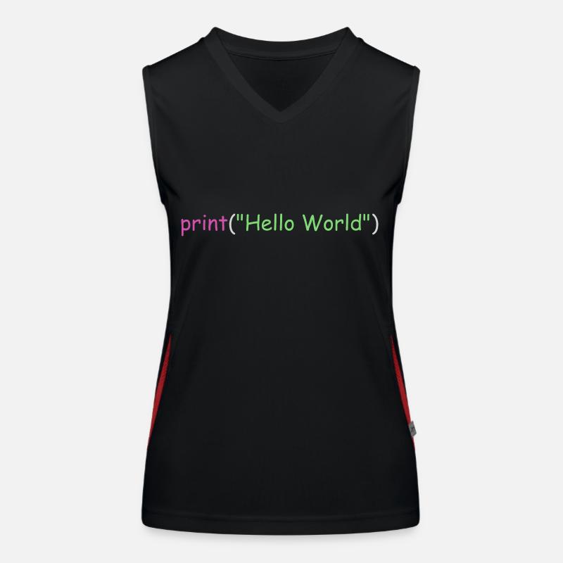 Hello World programmation Python C++ C # Débardeur respirant contrasté Femme