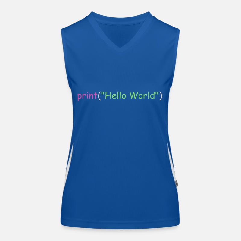 Hello World Programmierung Python C ++ C # Funktionelles Kontrast-Tank Top für Frauen