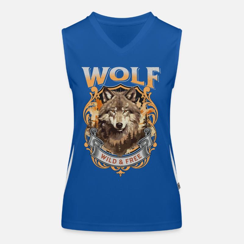Wolf Wolf’s Head Nature Wilderness Adventure Art forestier Débardeur respirant contrasté Femme