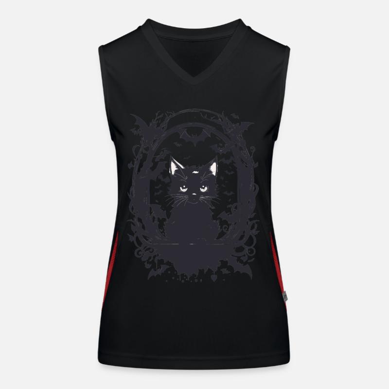 Chat Helloween Halloween Bat Débardeur respirant contrasté Femme