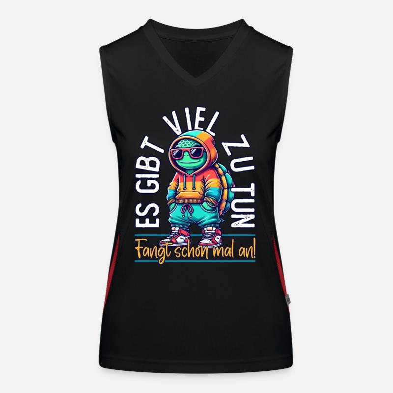 Lustiger Spruch Büro Chef Sarkasmus Schildkröte Funktionelles Kontrast-Tank Top für Frauen
