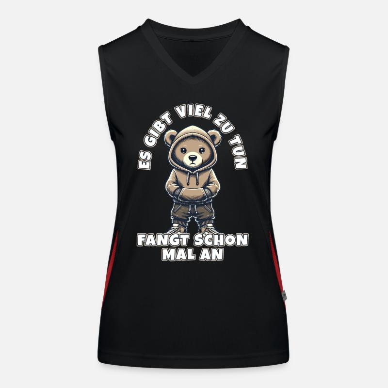 Lustiger Spruch Büro Chef Sarkasmus Teddybär Funktionelles Kontrast-Tank Top für Frauen