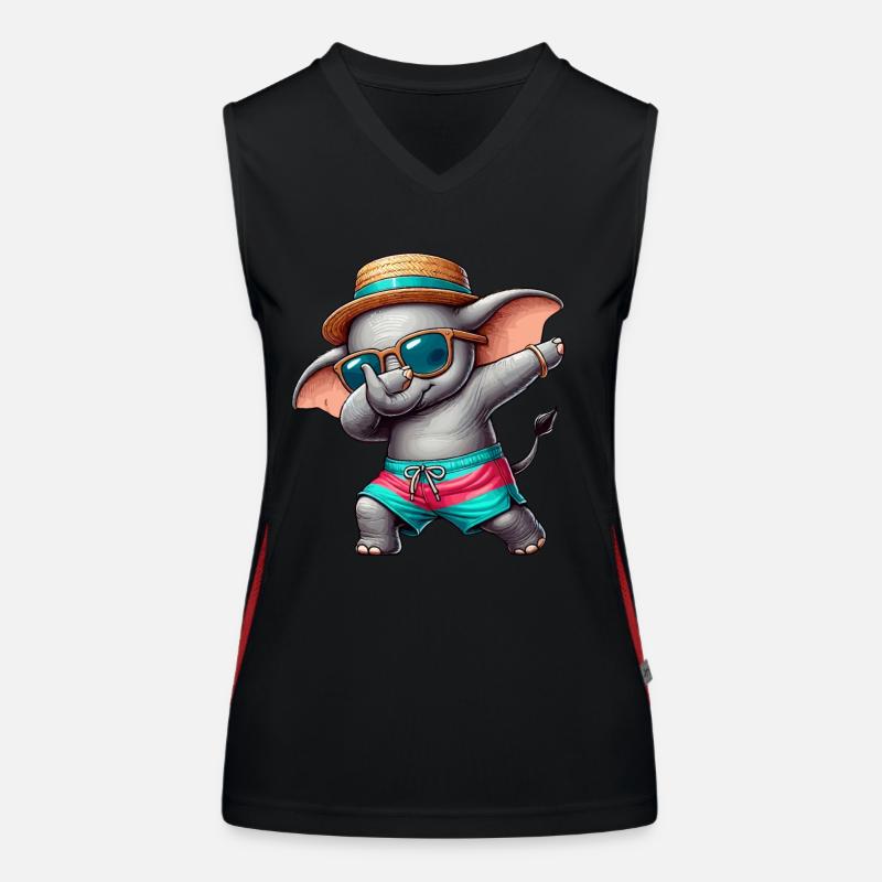 Elefant, Dabbing, Sommer, Strand Sommerurlaub Funktionelles Kontrast-Tank Top für Frauen