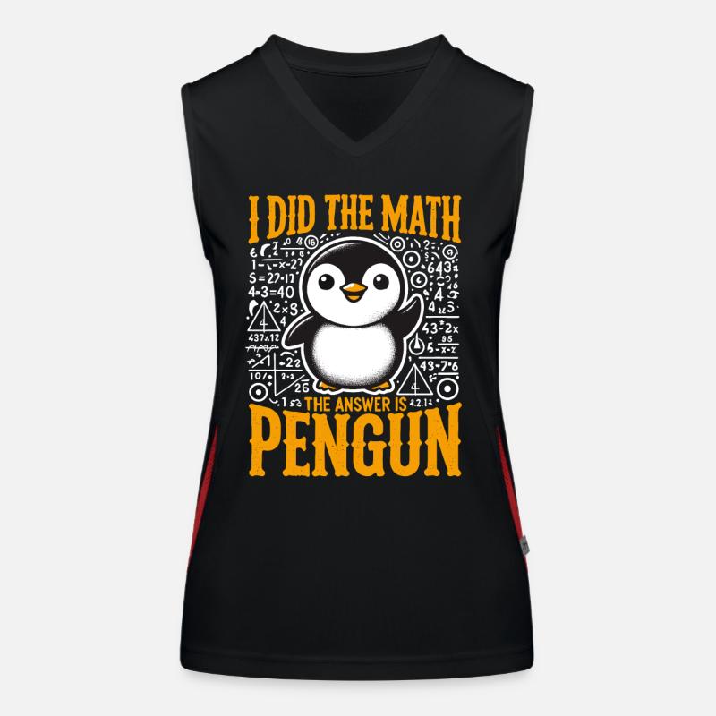 Penguin, Funny, Penguin, Math, Math Women's Functional Contrast Tank Top