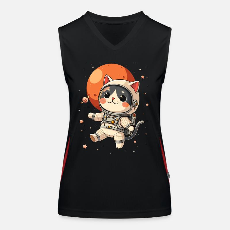 Chat, Espace, Astronaute, Espace, Kawaii Débardeur respirant contrasté Femme