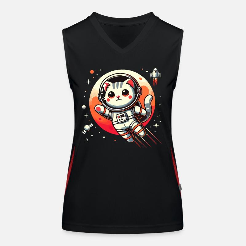 Chat, Espace, Astronaute, Espace, Kawaii Débardeur respirant contrasté Femme