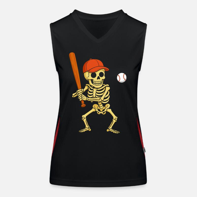 Halloween, Skeleton, Baseball, Halloween Party Women's Functional Contrast Tank Top