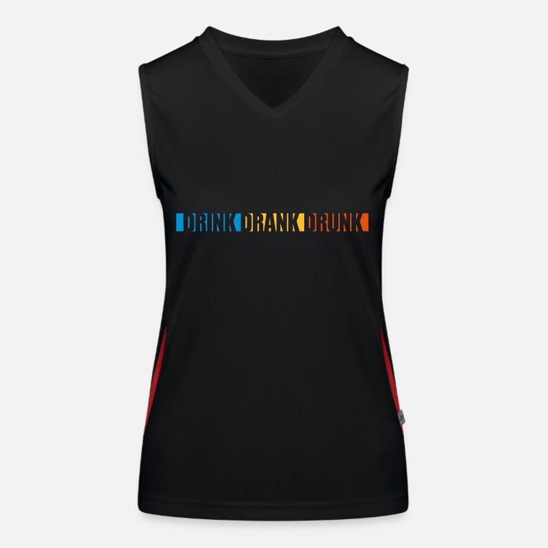 drink drank drunk Zitat Funktionelles Kontrast-Tank Top für Frauen