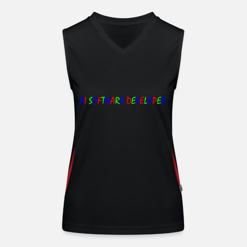 AI Software Developer – Bunte Typografie Funktionelles Kontrast-Tank Top für Frauen