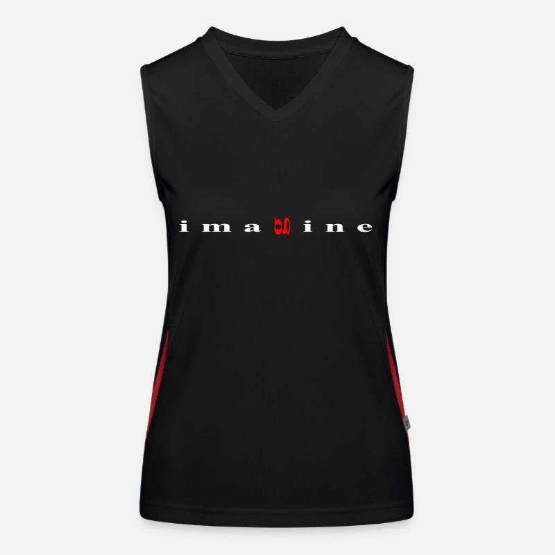 imagine, design blanc et rouge Débardeur respirant contrasté Femme
