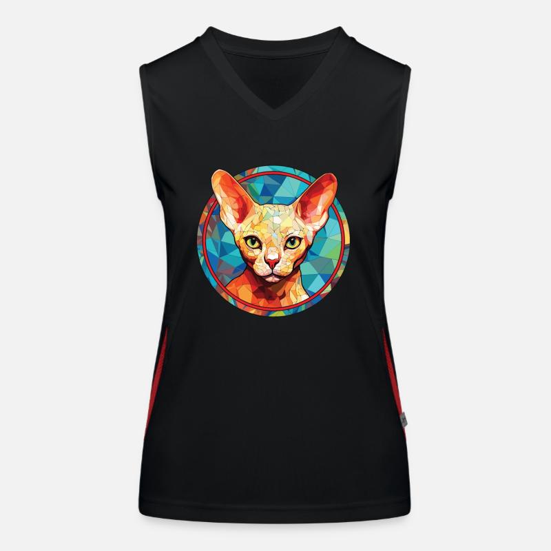 Devon Rex Cat Colorful Watercolor Pet Illustration Women's Functional Contrast Tank Top