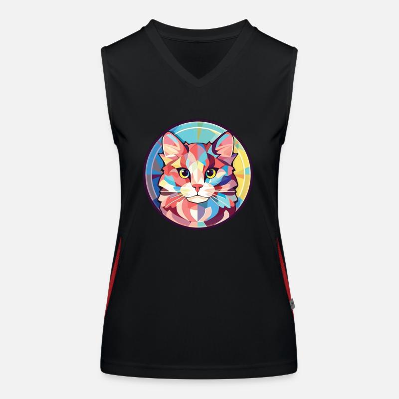 Illustration d’aquarelle colorée American Curl Cat Débardeur respirant contrasté Femme