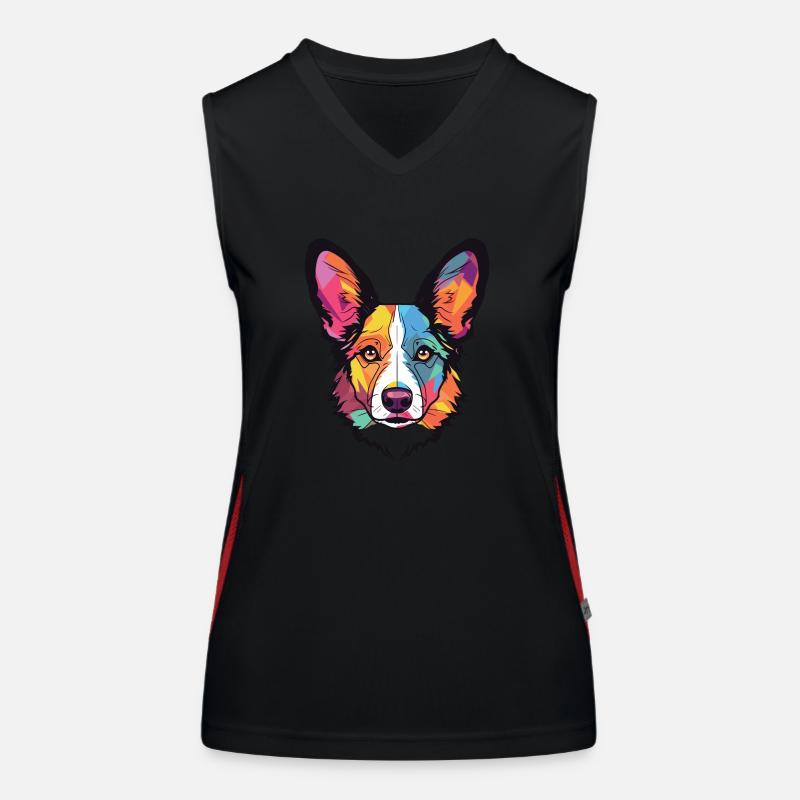 Strickjacke Welsh Corgi Hunderasse buntes Aquarell Funktionelles Kontrast-Tank Top für Frauen