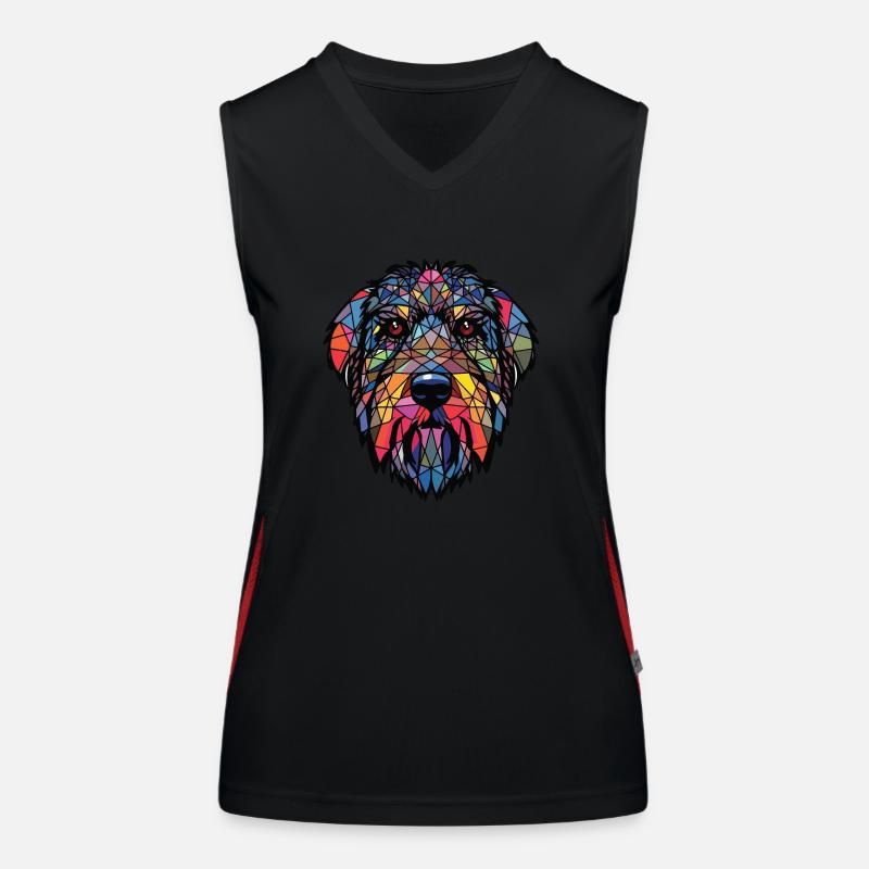 Schwarz Russischer Terrier Hunderasse Aquarellglas Funktionelles Kontrast-Tank Top für Frauen