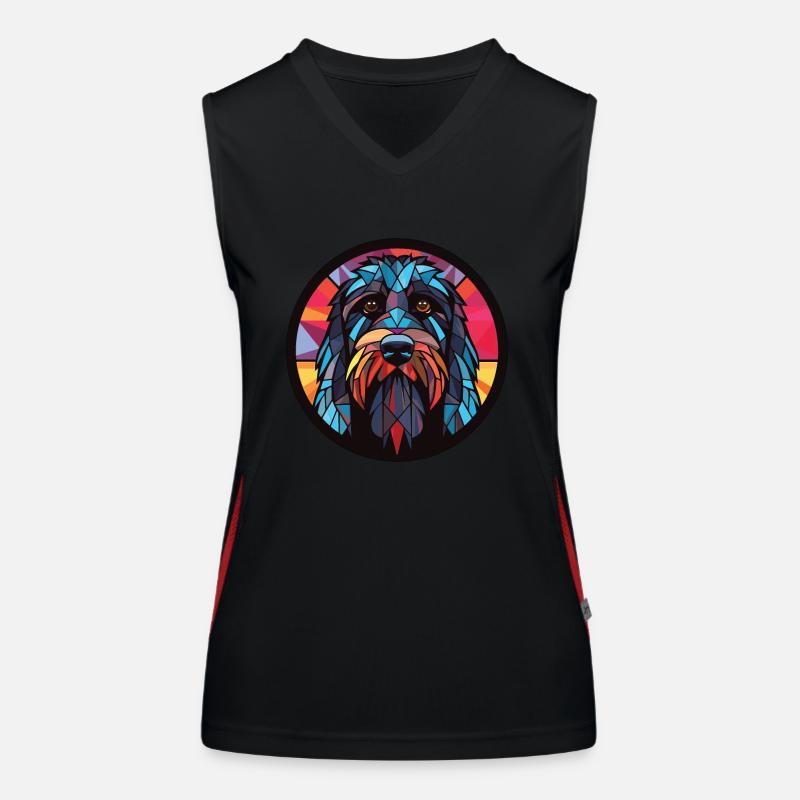Schwarz Russischer Terrier Hunderasse Aquarellglas Funktionelles Kontrast-Tank Top für Frauen