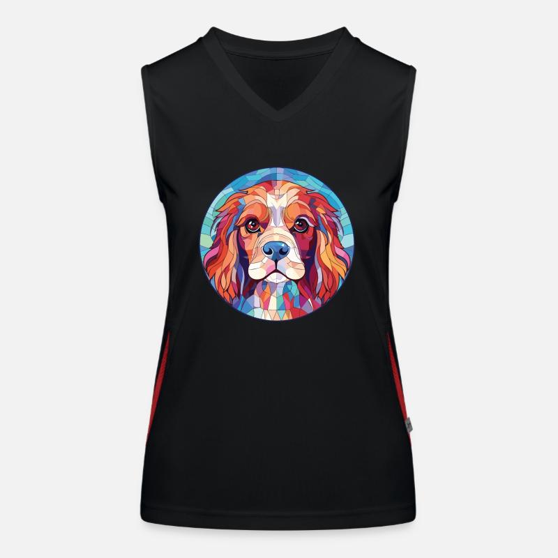 Cavalier King Charles Spaniel Hunderasse Aquarell Funktionelles Kontrast-Tank Top für Frauen