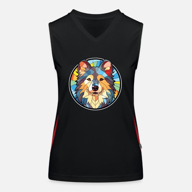 Deutsche Jagdhundrasse Aquarell Illustration Funktionelles Kontrast-Tank Top für Frauen