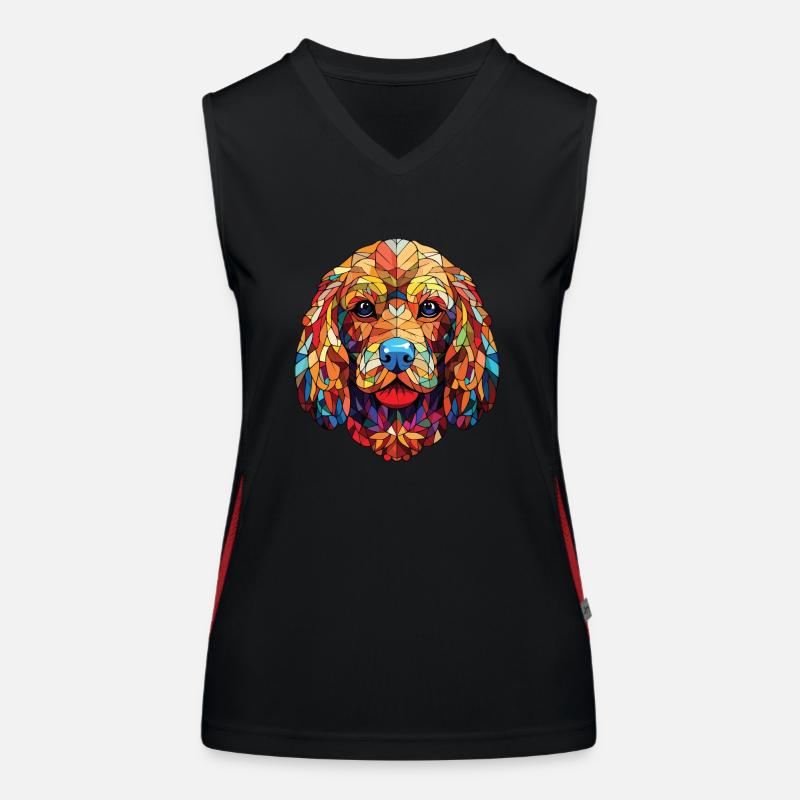 Cockapoo Dog Breed Watercolor Glass Illustration Women's Functional Contrast Tank Top