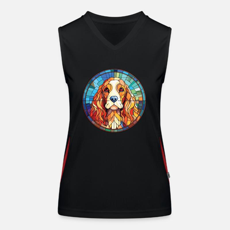 American Cocker Spaniel Hunderasse Aquarellglas Funktionelles Kontrast-Tank Top für Frauen