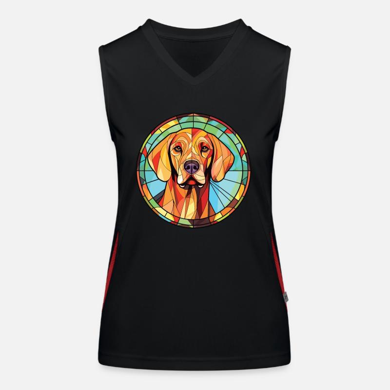 Rhodesian Ridgeback Hund Buntes Aquarell Haustier Funktionelles Kontrast-Tank Top für Frauen