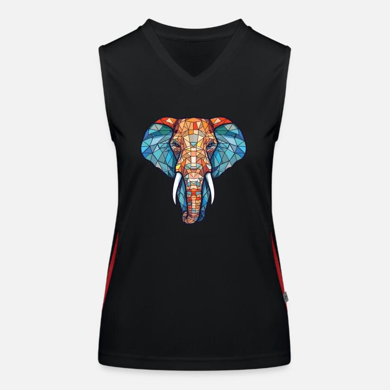 Illustration animale aquarelle colorée d’éléphant Débardeur respirant contrasté Femme