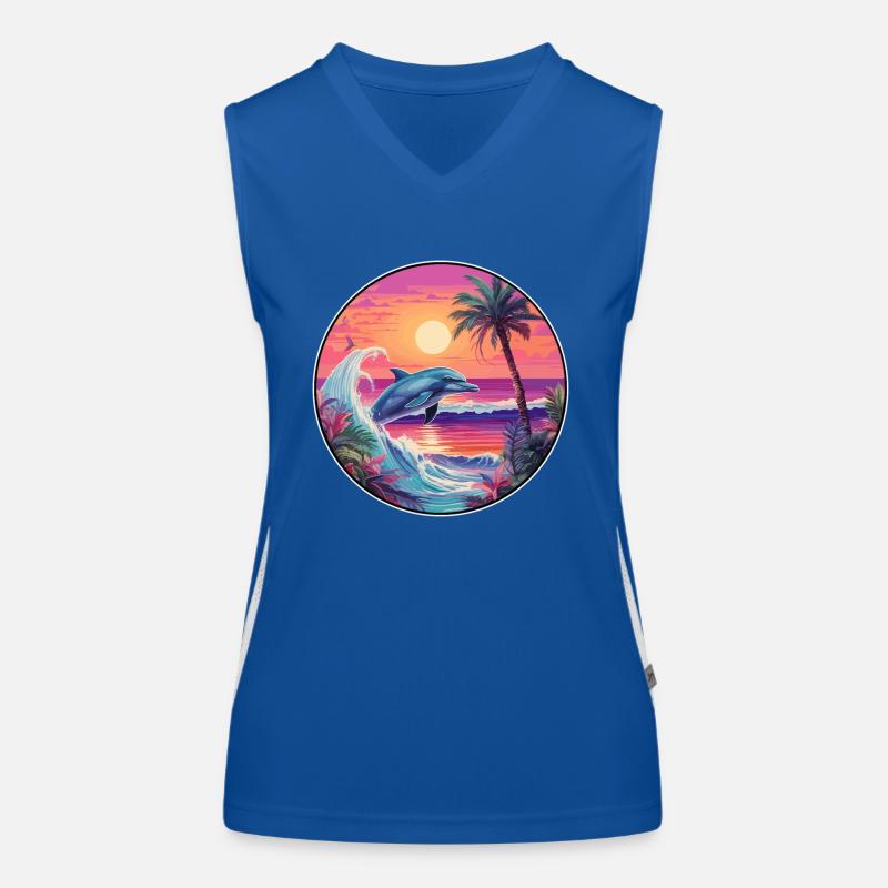Delfin buntes Aquarell Cartoon Kawaii Tier Funktionelles Kontrast-Tank Top für Frauen