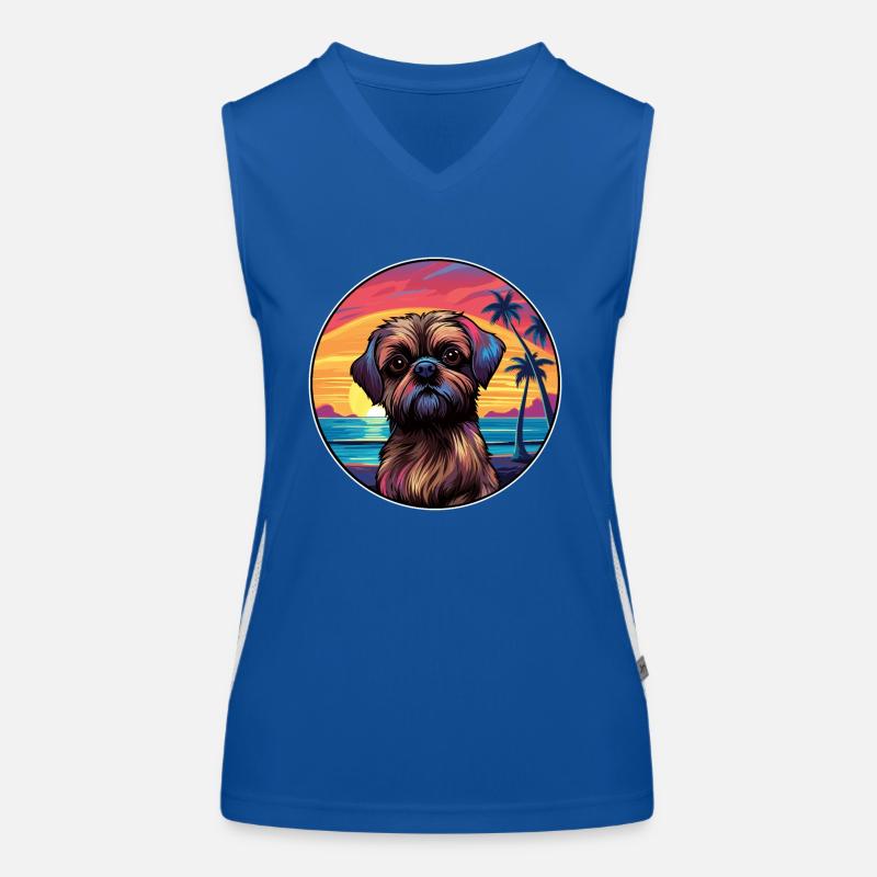 Brüssel Griffon Hunderasse Bunte Karikatur Wasserc Funktionelles Kontrast-Tank Top für Frauen