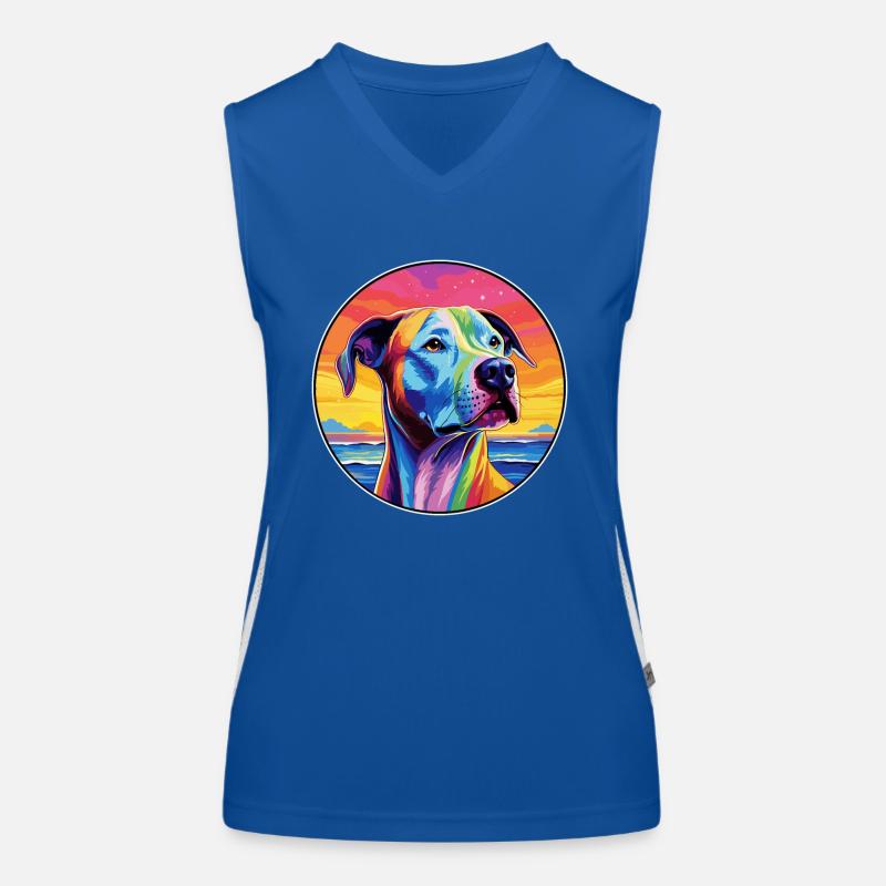 Bully Kutta Hunderasse Bunte Karikatur Aquarell Funktionelles Kontrast-Tank Top für Frauen