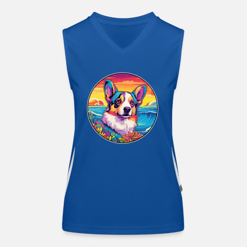 Strickjacke Welsh Corgi Hunderasse Bunte Karikatur Wa Funktionelles Kontrast-Tank Top für Frauen