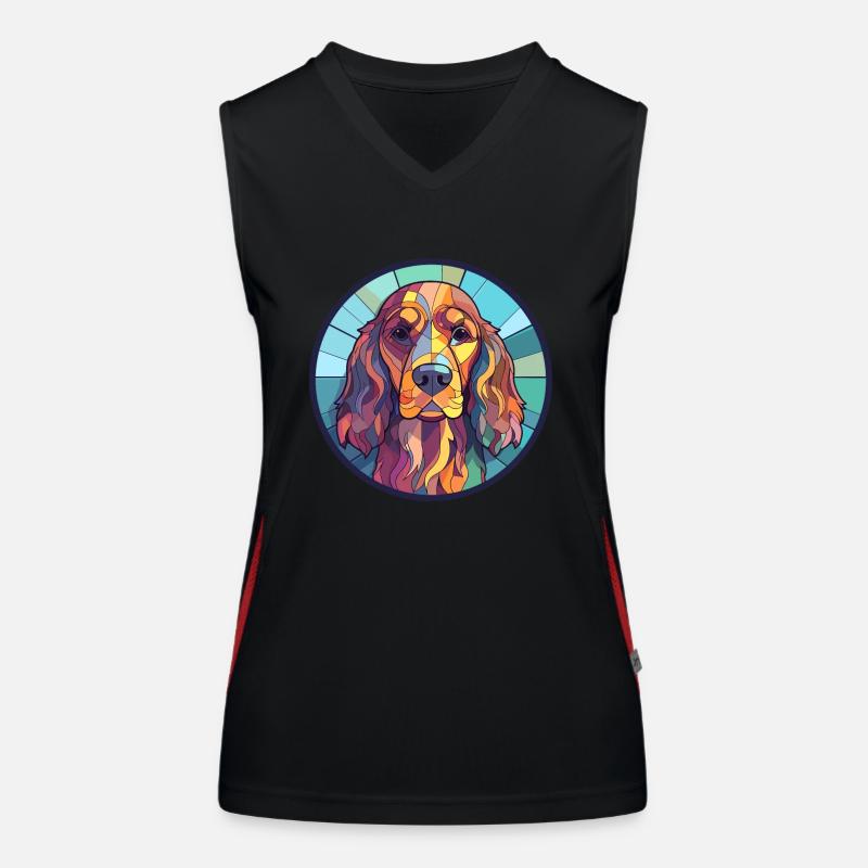 Englischer Cocker Spaniel Hund Buntglas Bunt Funktionelles Kontrast-Tank Top für Frauen