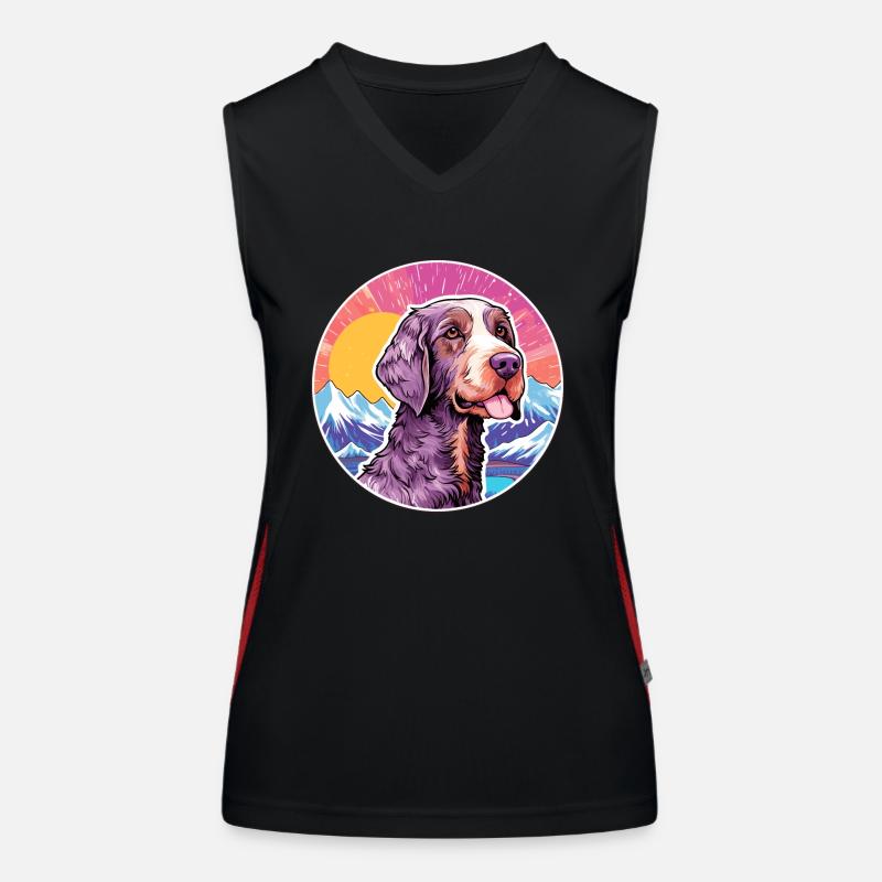 German Wirehaired Pointer Dog Breed Cartoon Kawaii Women's Functional Contrast Tank Top