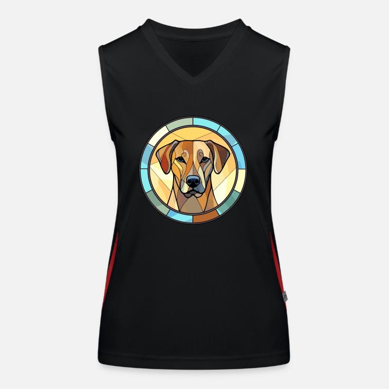 Schwarzes Maul Cur Hund Rasse Buntes Glas Buntes W Funktionelles Kontrast-Tank Top für Frauen