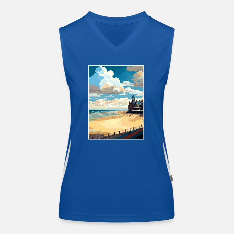 Plage de Scheveningen, Pays-Bas, affiche de voyage Débardeur respirant contrasté Femme